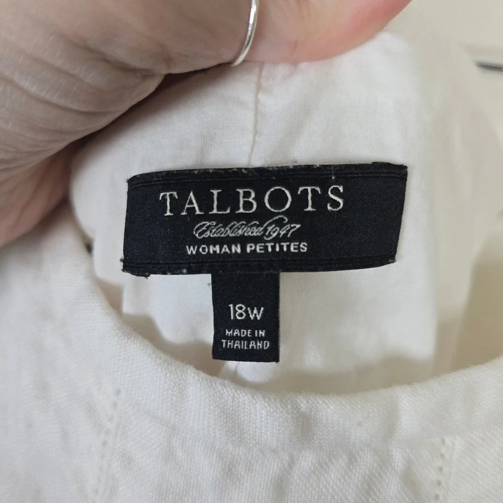 Talbots White 100% Linen Heavy Midi Skirt Size 18W Petite Seamed A-Line Skirt - Picture 5 of 6